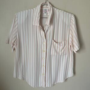 Vintage TR Bentley Striped Short Sleeve Button Down Shirt USA Made Size M